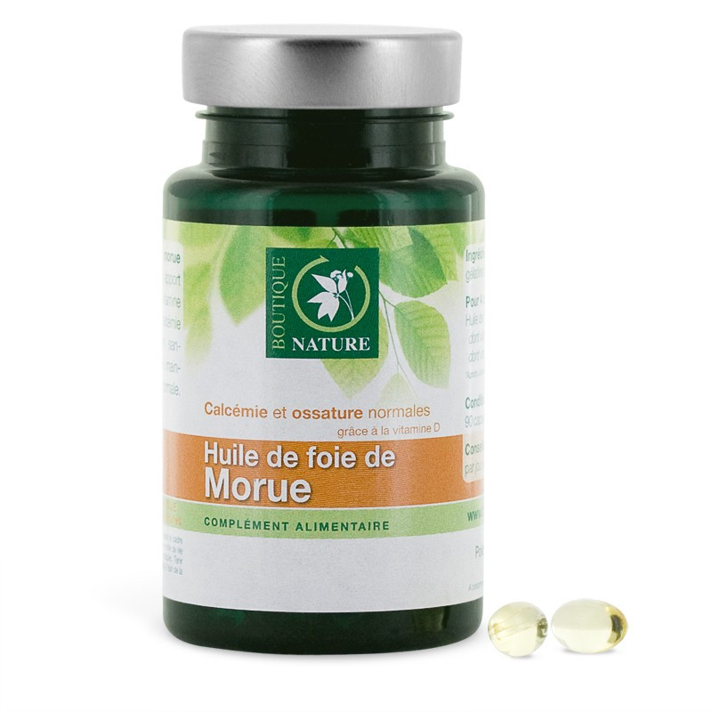 HUILE DE FOIE DE MORUE 90 OU 270 CAPSULES D'ORIGINE MARINE